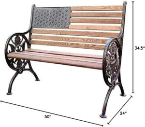 oakland living 6011ab proud american bench with an antique bronze finish