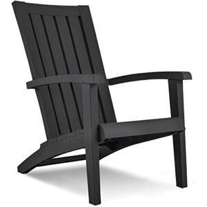 yitahome adirondack chair for outdoor patio, weatherproof maintenance-free patio chair, easy assembly, screw hidden outdoor chairs for patio, fire pit, deck, yard, pool, campfire – 1 pack, black
