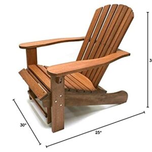 Outdoor Interiors CD3111 Eucalyptus Adirondack Chair and Built In Ottoman