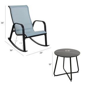 Grand patio Outdoor 3-Piece Patio Bistro Rocking Chair Set, Steel Rocker Seating Outside for Front Porch, Garden, Patio, Backyard (Blue 3PC)