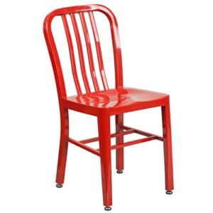 flash furniture commercial grade red metal indoor-outdoor chair