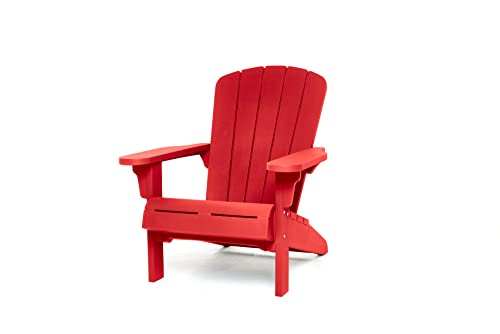 Keter Teton Adirondack Weather Resistant Furniture for Entertaining by The Pool, Patio and Fire Pit, Easy Assembly Outdoor Seating, Weatherwood