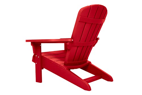 Keter Teton Adirondack Weather Resistant Furniture for Entertaining by The Pool, Patio and Fire Pit, Easy Assembly Outdoor Seating, Weatherwood