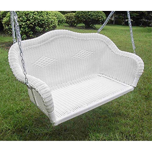 International Caravan Furniture Piece Resin Wicker Hanging Loveseat Swing