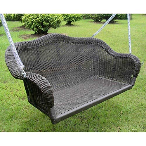 International Caravan Furniture Piece Resin Wicker Hanging Loveseat Swing