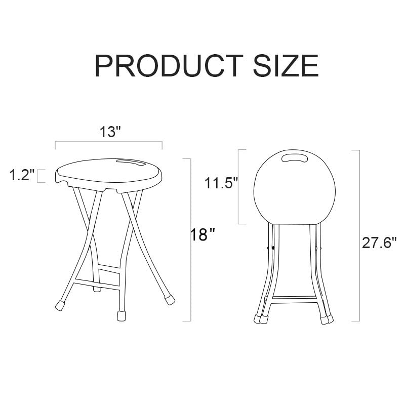 COOZMENT Folding Stool with Handle, Folding Chair,Folding Bar Stool with Non-Slip Feet,Indoor and Outdoor Foldable Stool for Adults,600 lbs Capacity(13"×11.5"×18")