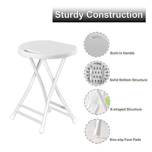 COOZMENT Folding Stool with Handle, Folding Chair,Folding Bar Stool with Non-Slip Feet,Indoor and Outdoor Foldable Stool for Adults,600 lbs Capacity(13"×11.5"×18")