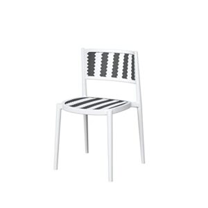 STARWAY Outdoor Patio Dining Chairs Kitchen Chair Set of 4, Plastic Chairs, Modern Armless Slot-Back Dining Chair, Premium Plastic Kitchen and Dining Room Plastic Chair, Set of 4-(Black+White)