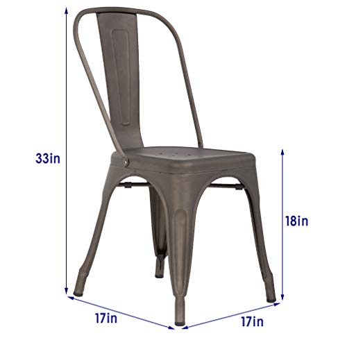 Patio Chairs 18 Inch Metal Dinning Chairs Set of 4 Stackable ChairsSeat Height Restaurant Chair Chic Metal Kitchen Dining Chairs Trattoria Chairs Indoor/Outdoor Metal Tolix Side Bar Chairs