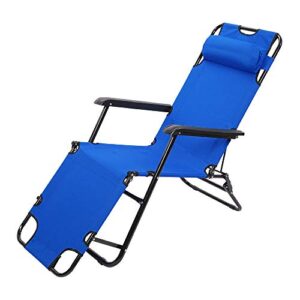 Kcelarec Outdoor Folding Lounge Chair w/Pillow, Patio Chaise Sun Lounger Reclining Chair for Outside,Beach Sun Patio Chaise Pool Lawn Recliner