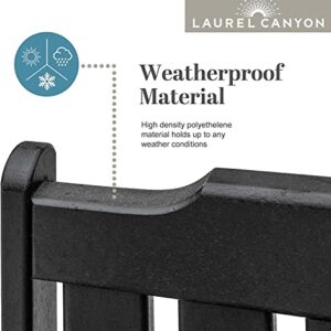 Laurel Canyon 48" Outdoor Bench HDPE Recycled Plastic Patio Garden Bench for Porch, Yard, Park, Lawn, Black