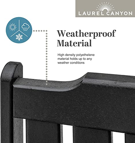 Laurel Canyon 48" Outdoor Bench HDPE Recycled Plastic Patio Garden Bench for Porch, Yard, Park, Lawn, Black