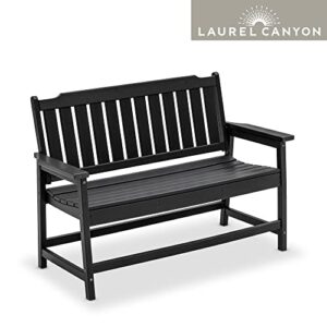 Laurel Canyon 48" Outdoor Bench HDPE Recycled Plastic Patio Garden Bench for Porch, Yard, Park, Lawn, Black