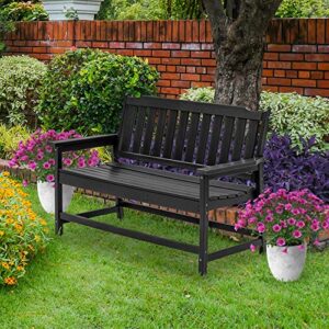 Laurel Canyon 48" Outdoor Bench HDPE Recycled Plastic Patio Garden Bench for Porch, Yard, Park, Lawn, Black