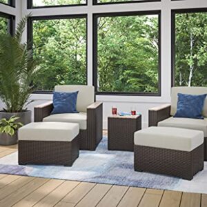 Homestyles 6800-119D-T Palm Springs 5-Piece Outdoor Set, 2 Person, Beige/Brown