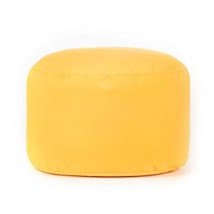 gouchee home dotcom soleil bean bag round ottoman/pouf – waterproof, fade-resistant footrest for indoor/outdoor – filled with high-density polystyrene beads, double-stitched seam, yellow, 20″d x 12″h