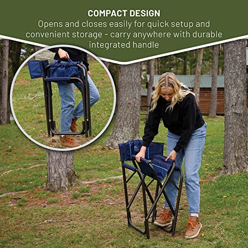 TIMBER RIDGE Heavy Duty Collapsible Camping Adults Foldable Portable Lounge Chair for Outdoor, Lawn, Picnic, Fishing, Supports 300 lbs, Blue