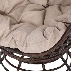 Christopher Knight Home Frances Outdoor Wicker Swivel Egg Chair with Cushion, Dark Brown, Beige