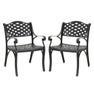 nuu garden patio dining chairs set of 2, aluminum outdoor indoor patio chairs with arms for garden, backyard, porch, black with gold points