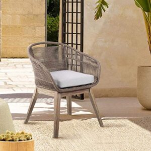 armen living lctfsitru fruitti tutti frutti indoor outdoor dining chair in light eucalyptus wood with latte rope and grey cushion, truffle