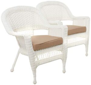 jeco wicker chair with tan cushion, set of 2, white/w00206-