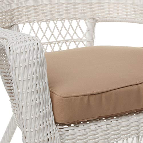 Jeco Wicker Chair with Tan Cushion, Set of 2, White/W00206-