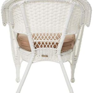 Jeco Wicker Chair with Tan Cushion, Set of 2, White/W00206-