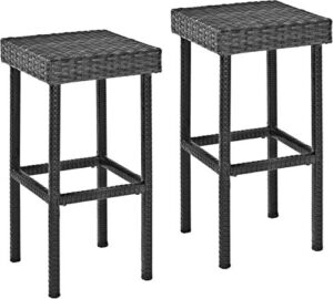 crosley furniture palm harbor outdoor wicker 29-inch bar height stools – grey (set of 2)