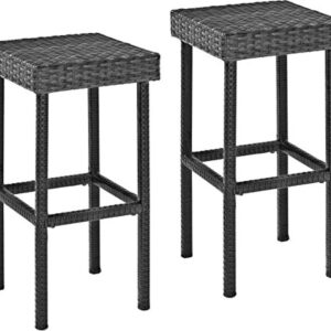 Crosley Furniture Palm Harbor Outdoor Wicker 29-inch Bar Height Stools - Grey (Set of 2)