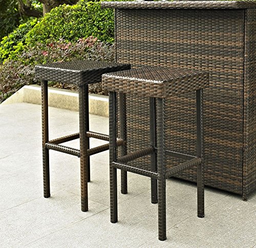 Crosley Furniture Palm Harbor Outdoor Wicker 29-inch Bar Height Stools - Grey (Set of 2)