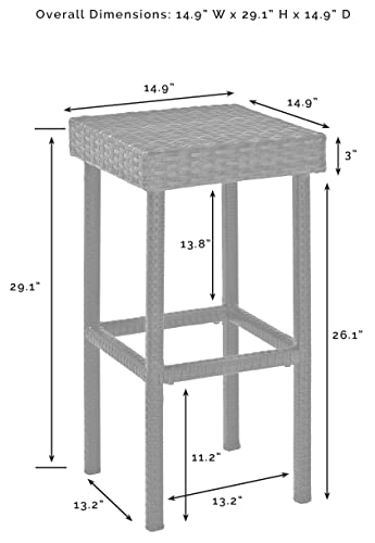 Crosley Furniture Palm Harbor Outdoor Wicker 29-inch Bar Height Stools - Grey (Set of 2)