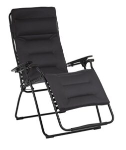 lafuma futura xl air comfort zero gravity recliner (acier black) extra large padded folding outdoor reclining chair