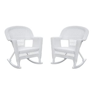 jeco , set of 2 wicker rocker chairs, white