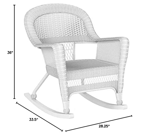 Jeco , Set of 2 Wicker Rocker Chairs, White