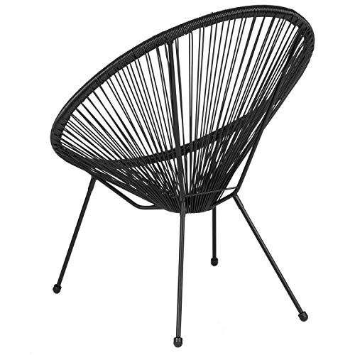 EMMA + OLIVER Black Papasan Bungee Lounge Chair