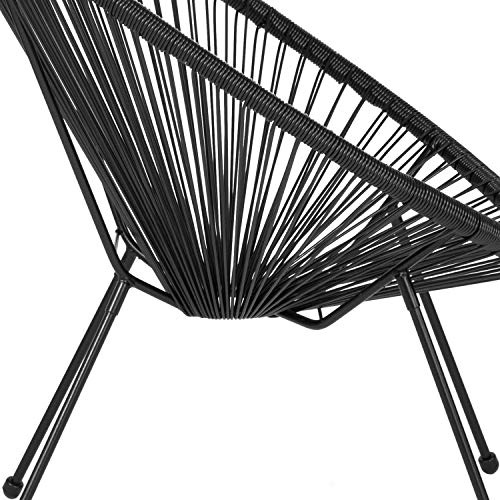 EMMA + OLIVER Black Papasan Bungee Lounge Chair