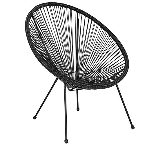 EMMA + OLIVER Black Papasan Bungee Lounge Chair