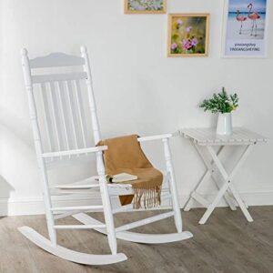 BplusZ B&Z KD-22W Wooden Rocking Chair Porch Rocker Outdoor Traditional Indoor, White