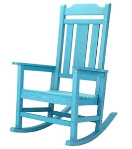 homehua patio rocking chair, all weather resistant outdoor indoor fade-resistant patio rocker chair，stable durable smooth rocking, comfortable easy to maintain, load bearing 350 lbs – lake blue