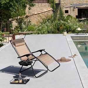 Devoko Patio Zero Gravity Chair Outdoor Recliner Lounge Chair with W/Folding Canopy Shade and Cup Holder (Beige)