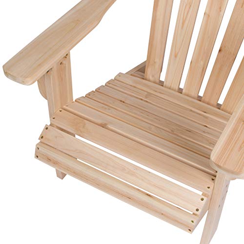 Shine Company 4611N Westport Wooden Adirondack Chair | Outdoor Firepit Chairs | Partially Pre-Assembled Wood Patio Chair – Natural