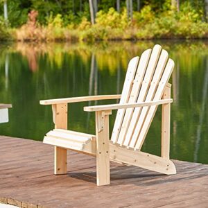 Shine Company 4611N Westport Wooden Adirondack Chair | Outdoor Firepit Chairs | Partially Pre-Assembled Wood Patio Chair – Natural