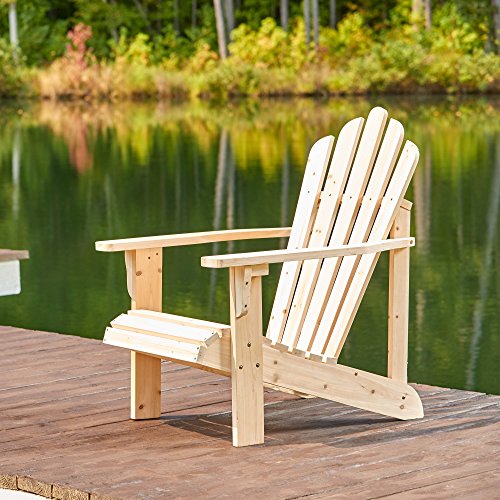 Shine Company 4611N Westport Wooden Adirondack Chair | Outdoor Firepit Chairs | Partially Pre-Assembled Wood Patio Chair – Natural