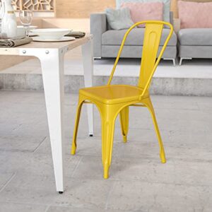 EMMA + OLIVER Commercial Grade Yellow Metal Indoor-Outdoor Stackable Chair