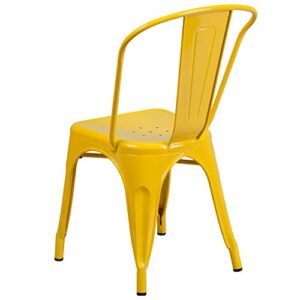 EMMA + OLIVER Commercial Grade Yellow Metal Indoor-Outdoor Stackable Chair