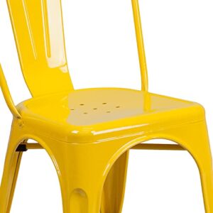 EMMA + OLIVER Commercial Grade Yellow Metal Indoor-Outdoor Stackable Chair