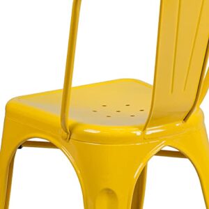 EMMA + OLIVER Commercial Grade Yellow Metal Indoor-Outdoor Stackable Chair