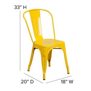 EMMA + OLIVER Commercial Grade Yellow Metal Indoor-Outdoor Stackable Chair