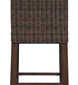 Signature Design by Ashley Paradise Trail Outdoor 27.5" Wicker Patio Barstool, 2 Count, Brown