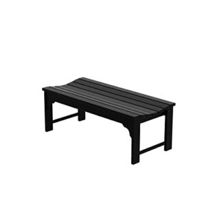 WestinTrends Malibu 48" Outdoor Bench, All Weather Resistant Poly Lumber Backless Patio Garden Bench, Adirondack Curved Bench Seat for Comfort, Black